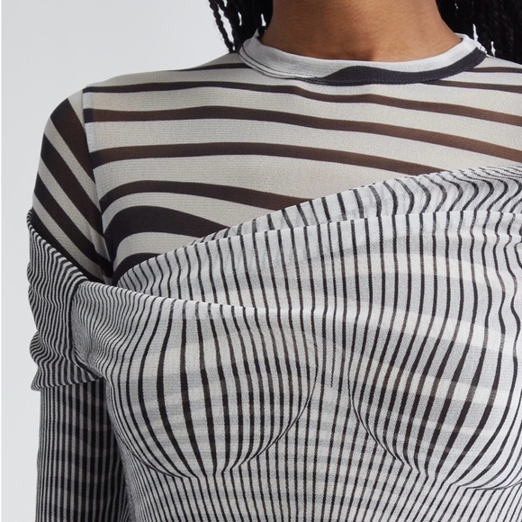 NEW Jean Paul Gaultier Body Morphing Mesh Black and White Sheer Bodysuit NWOT - Picture 8 of 15